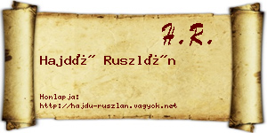 Hajdú Ruszlán névjegykártya